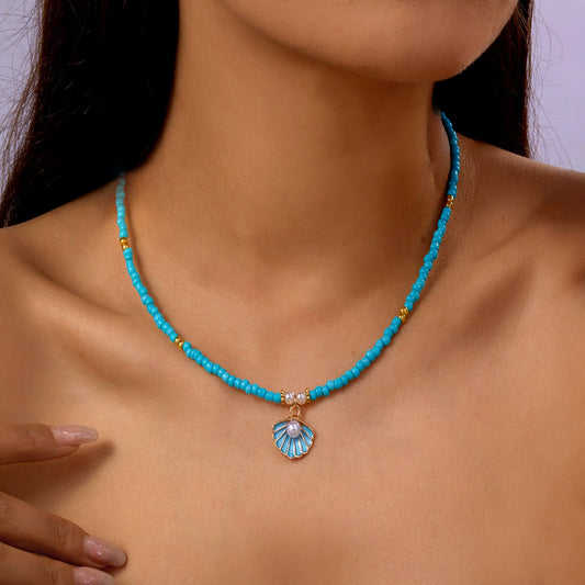 Bohemian Nautical-Style Shell And Pearl Necklace